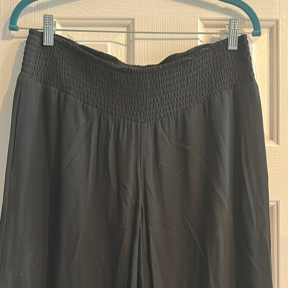 J. Jill Black Smocked Waist Wide Leg Pants Relaxed Fit Lightweight MP NWT - Picture 2 of 7